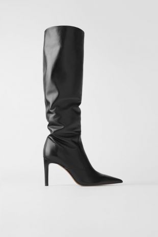 Leather Stiletto Heel Boots