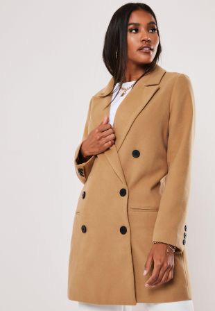 Missguided - Camel oversized double breasted coat