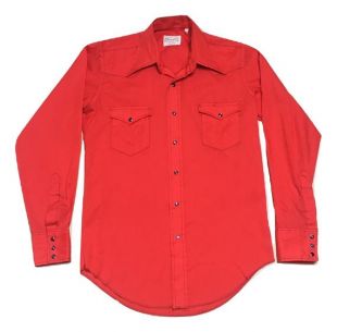 Vintage Red Wrangler Shirt -Bright Red Button Up - Chemise Western des années 70 - Chemise Vintage Red Cowboy - Chemise Vintage Wrangler - Chemise Red Western