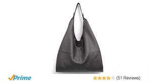 Women's Handbag STEPHIECATHY Genuine Leather Slouchy Hobo Shoulder Bag Large Casual Soft Handmade Tote Bags Ladies Vintage Bucket Snap Shopping Bag with Zipper Cellphone Liner Bag Inside (Grey)
