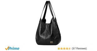 Shoulder Bags for Women Soft Leather Hobo Bags 3 Compartment Large Capacity Handbag Multiple Pocket Tote Bag,Black