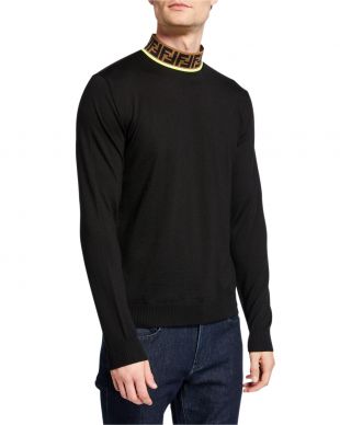 Fendi Men's FF Mock-Neck Fleece Sweater
