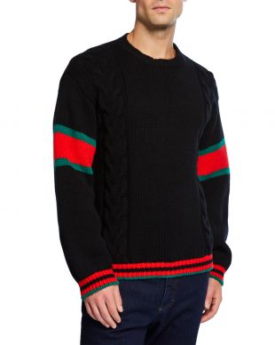 Gucci Men's Sweater with Striped Sleeves