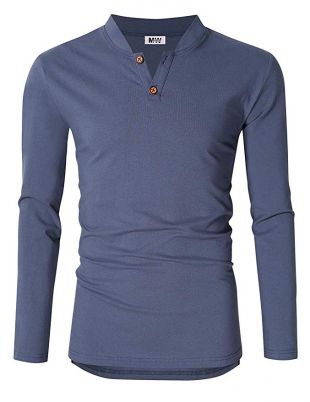 Kuulee Men's Workwear Henley Shirt Casual V Neck Long Sleeve Henley T-Shirts