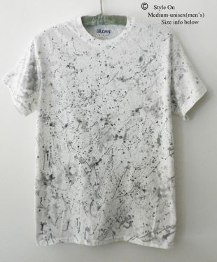 Tie Dye t-shirt, tee-shirt graphique, teint à la main, Grunge, peint à la main, rétro, hippie, noir, blanc, éclaboussures, Unisex Medium