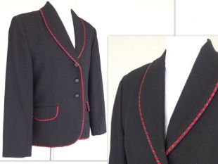 Veste en laine noir, Blazer Vintage des années 1980, adapte la taille 8, petit