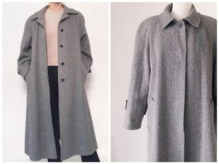 Manteau en tweed en laine grise