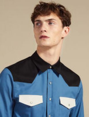Colorblock Western-Style Shirt