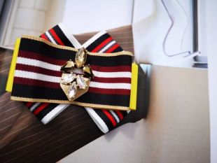 Nouveau design inspiré rayé rouge/vert perlés Bee mode femme & homme broches Long ruban noeud, noeud papillon collier accessoires fait main