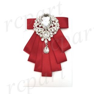 Hommes femmes ruban strass broche noeud papillon rouge argent mariage formel idée de cadeau de Noël