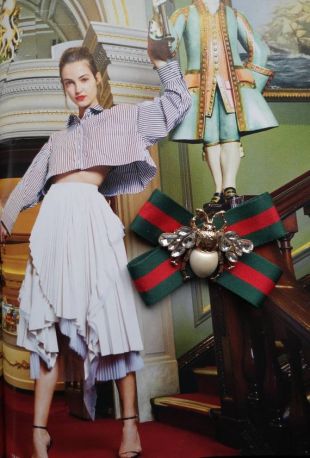 Nouveau design inspiré rayé rouge/vert perlés Bee mode femme & homme broches Long ruban noeud, noeud papillon collier accessoires fait main