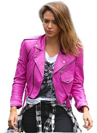 Leather Lifestyle Women's Lambskin Leather Bomber Biker Motorcycle Stylish Pink Jacket #WJ07 - Pink - Medium