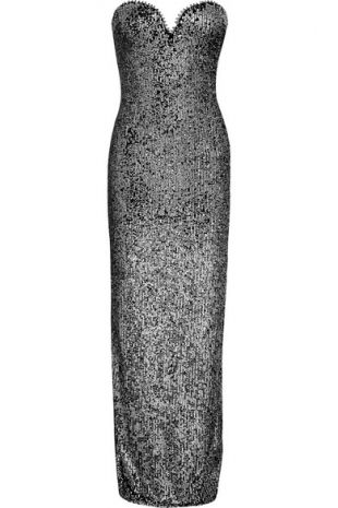 Strapless sequin-embellished tulle gown