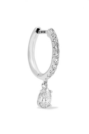 Diamond Huggies Earrings with Pear Drop Diamonds