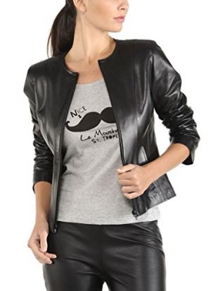 Leather Lovers Women's Lambskin Leather Bomber Biker Jacket X-Small Black
