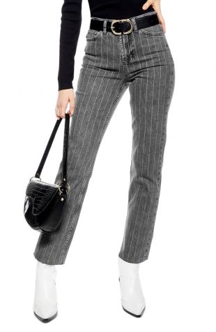 High Waist Pinstripe Jeans
