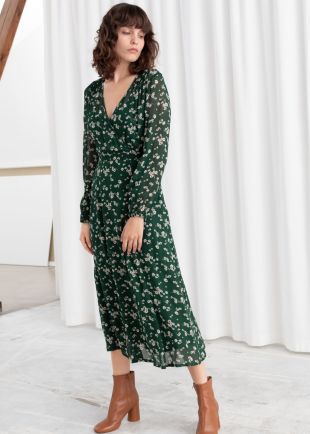 Sheer Printed Midi Dress