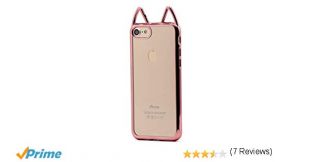 Coque iPhone 6 / 6S Housse Conception Mignonne Oreille de Chat Transparente Souple TPU Silicone Étui avec Le Bord de Galvanoplastie Chromé pour Apple iPhone 6/6S (Rose Gold)