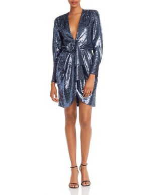 Blue Sequin Drape Dress
