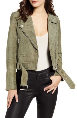 Burnt Sage Suede Moto Jacket