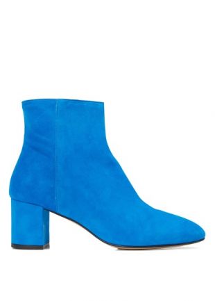 BOTTINES À TALON EN CUIR BLEU
