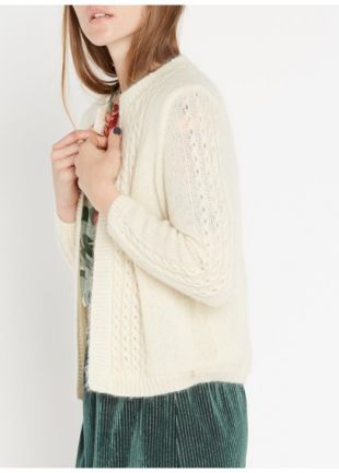 GILET EN LAINE MÉLANGÉE ET AJOURÉE