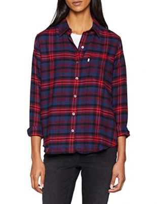 Levi's Damen Ultimate Boyfriend Hemd, Mehrfarbig (Chinchilla Medieval Blue 0008), Small