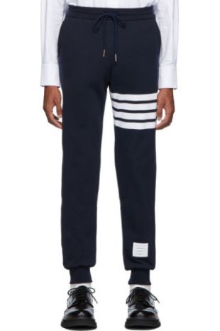 Thom Browne - Pantalon de survêtement bleu marine 4-Bar Classic