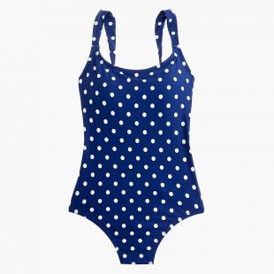 J Crew - Wide-strap one-piece swimsuit in polka dot