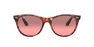 Ray-Ban RB2185F Wayfarer II Asian Fit Sunglasses, Red Tortoise/Photochromic Red Gradient, 55 mm