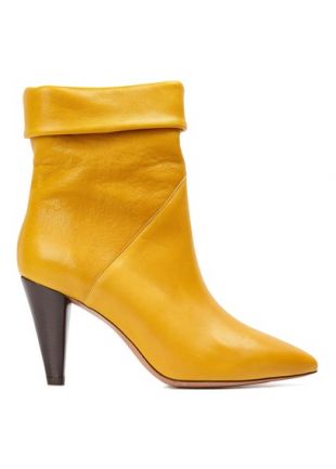 BOTTES À TALONS EN CUIR  MOUTARDE