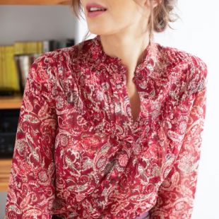 Blouse col montant imprimée