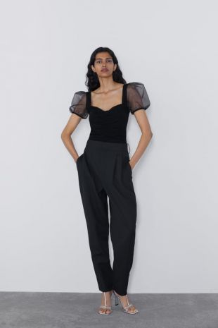 Bodysuit With Organza Sleeves