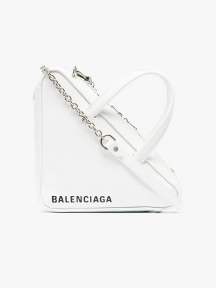 White Triangle Duffel Chain XS Leather Bag