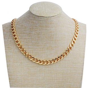 Tool Station Gold Chain, Gold Necklace, Necklace for Men, Feel Real Solid 18k Gold Plated Curb Fake Chain Necklace 24" 10mm