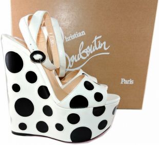 Christian Louboutin Bibariellita Bubble up Polkadot Wedge Sandal Sz 38 for sale online | eBay