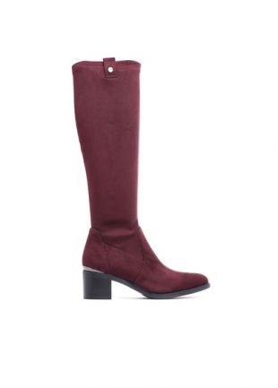BOTTES À TALON EN CUIR ROUGE  -