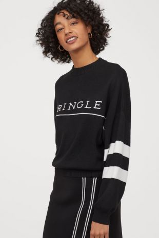 Fine-knit Sweater - Black/Pringle - Ladies | H&M US