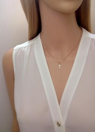 Tiny cross necklace 14Kt gold filled