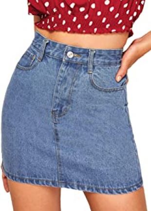 UUpipa Women's High Waisted Jean Skirt Bodycon Mini Denim Skirt
