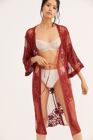 Lace Lover Kimono in Rust