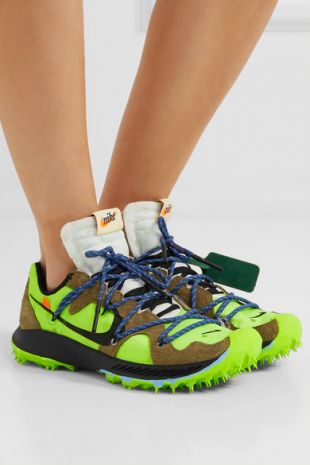 Nike - + Off-White Zoom Terra Kiger 5 faux suede and mesh sneakers