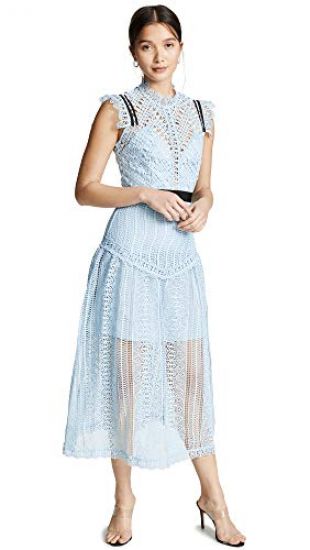 Self Portrait Women's Abstract Lace Midi Dress