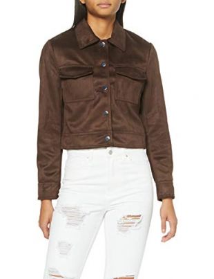 New Look Esme Utility Trucker Chaqueta, Marrón (Dark Brown 27), 38 (Talla del Fabricante: 10) para Mujer