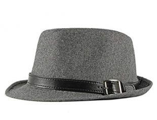 CHENNUO Homme Chapeau en Feutre Hiver Vintage Loisir Chapeau de Jazz Fedora (Gris)