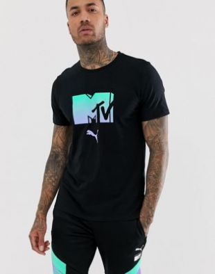 Puma x MTV logo t-shirt in black | ASOS
