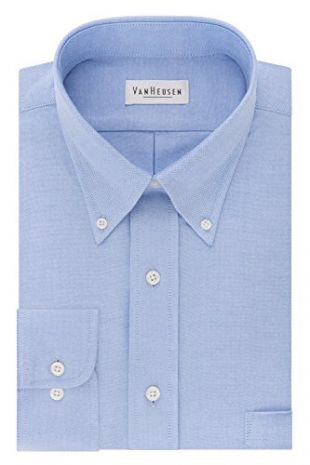 Van Heusen Men's Long Sleeve Oxford Dress Shirt, Blue, Large