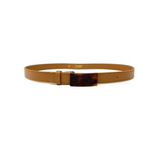 Camel Leather Tortoise Buckle Belt