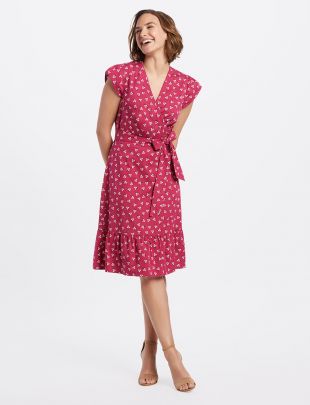 Floral Wrap Flounce Dress