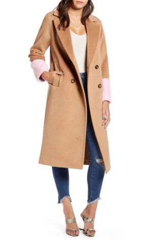 Colorblock Double Breasted Coat